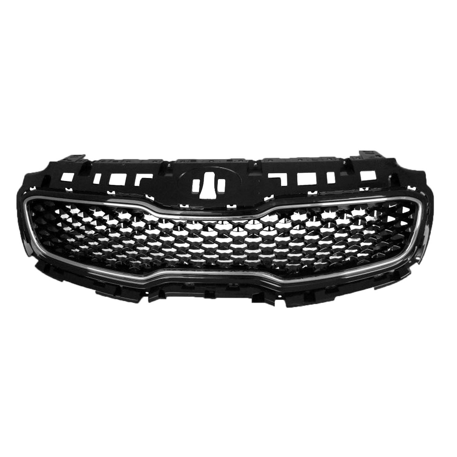 Grille Assembly w/o Pre-Collision System Gloss Black w/Chrome Frame CAPA for Kia Sportage 2017–2019