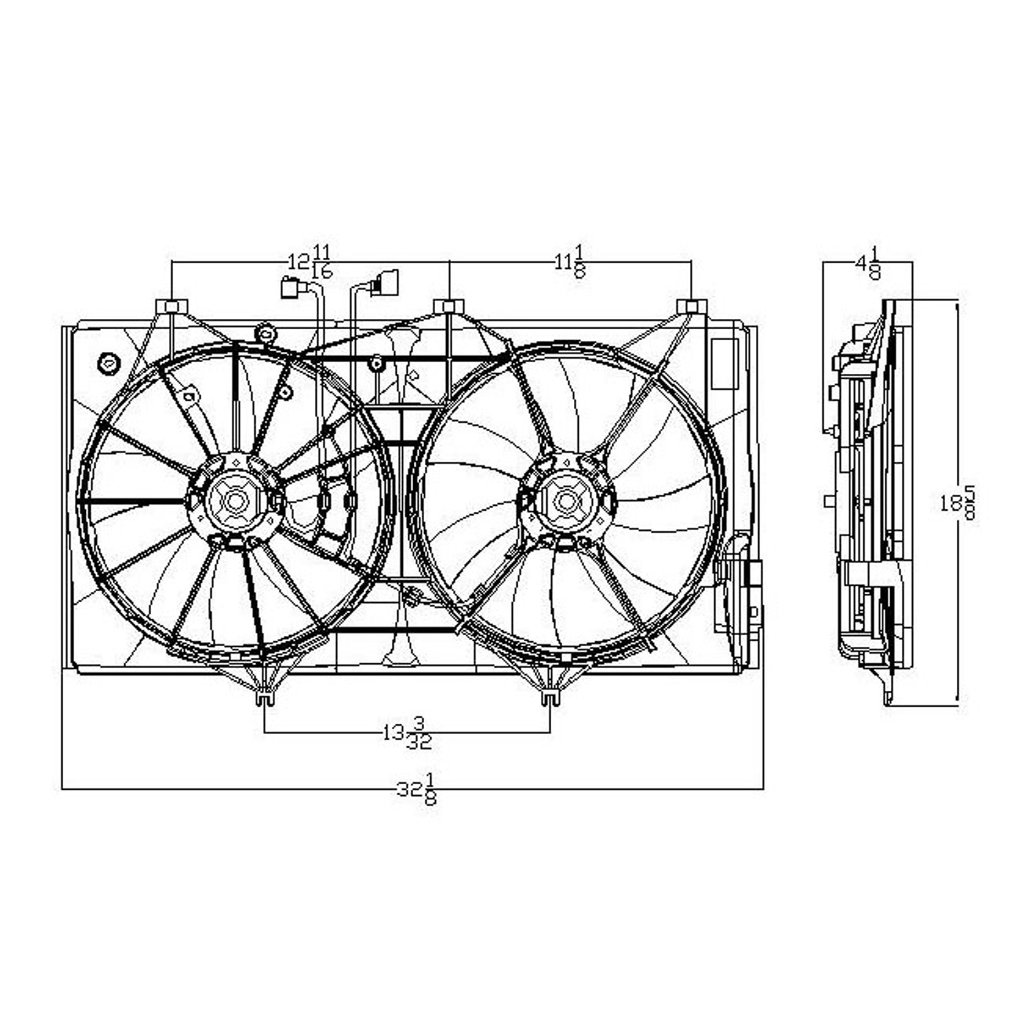 Engine Cooling Fan Assembly Dual Fan Assembly w/o Towing Pkg w/16mm Core Thickness Japan Built for Lexus ES350 Toyota Camry