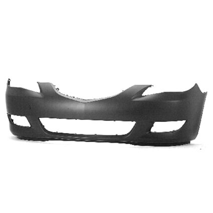 Bumper Cover Front Standard Type w/Fog Lamps Primed CAPA for Mazda 3 Sedan 2004–2006