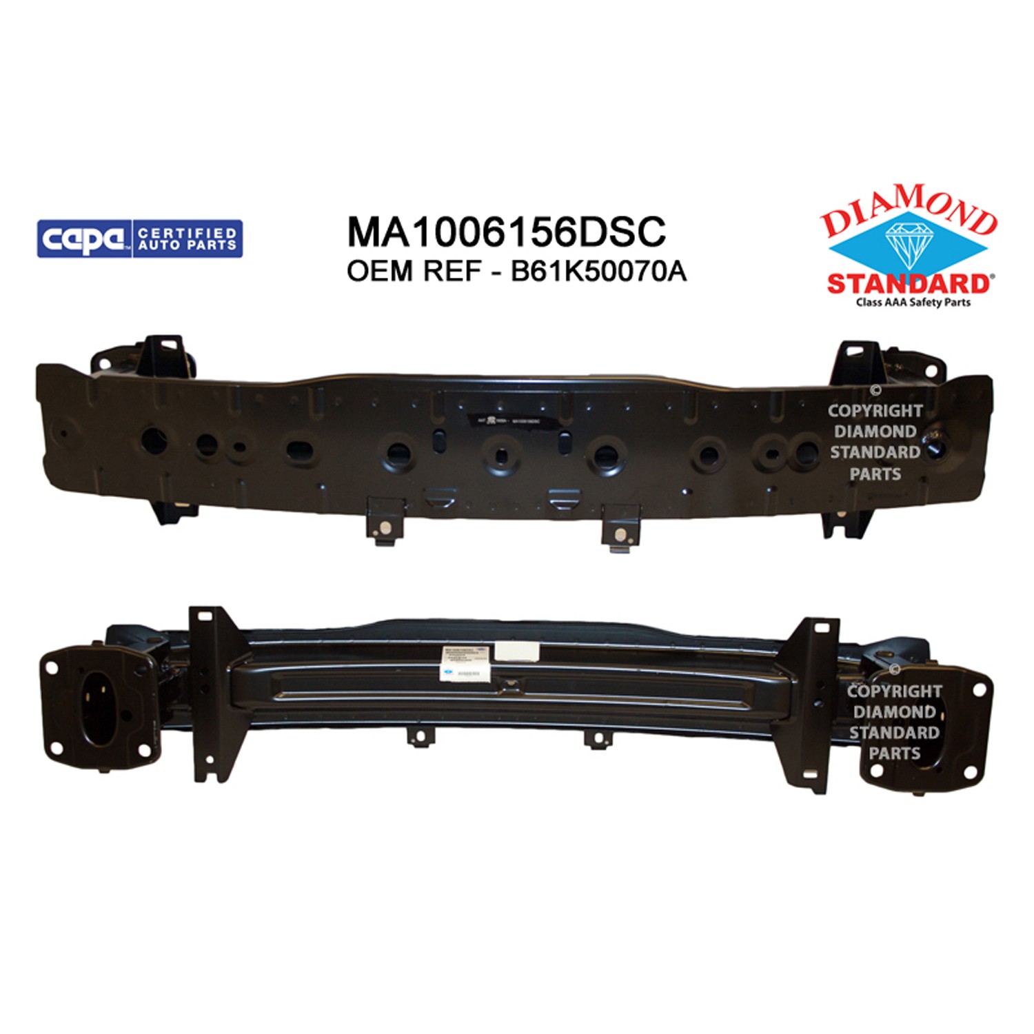 Bumper Cover Reinforcement Front CAPA for Mazda 3 Sedan Hatchback 2017–2018