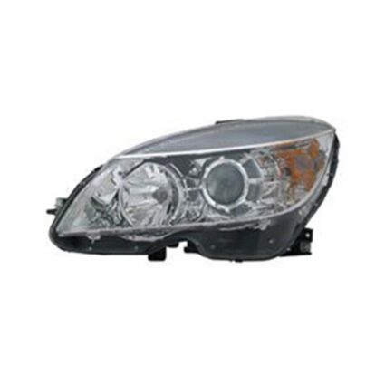 Headlight Assembly Composite Left W204 Halogen From 2-9-07 Chrome Bezel for Mercedes-Benz C230 C250 C300 C350 C63 AMG