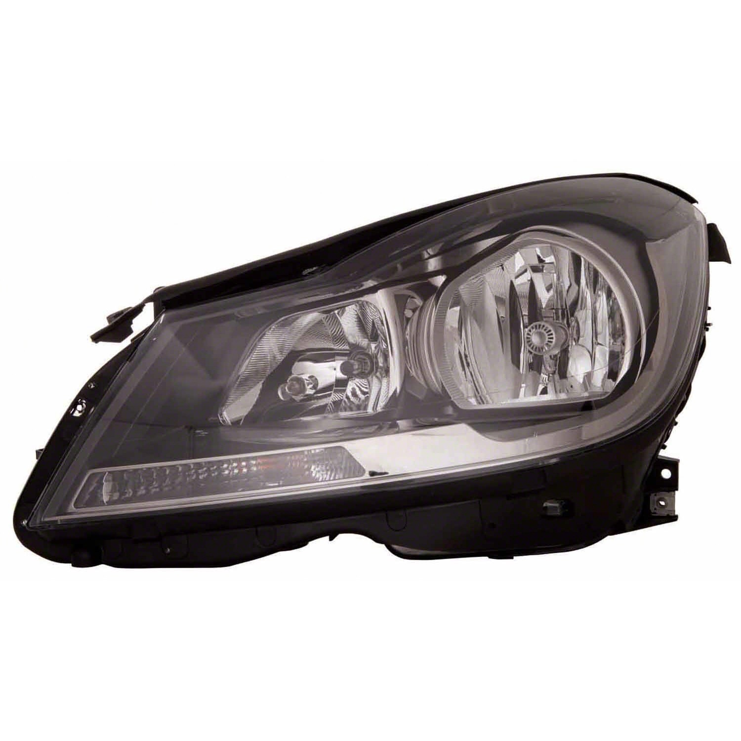 Headlight Assembly Composite Left W204 w/o Cornering Lamps Black CAPA for Mercedes-Benz C250 C350 C63 AMG