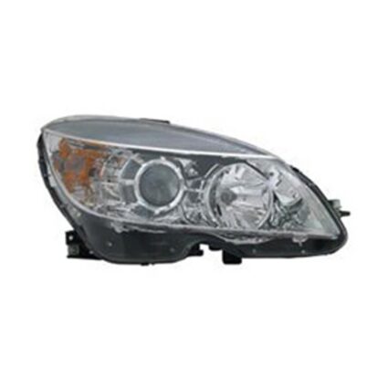 Headlight Assembly Composite Right W204 Halogen From 2-9-07 Chrome Bezel for Mercedes-Benz C230 C250 C300 C350 C63 AMG