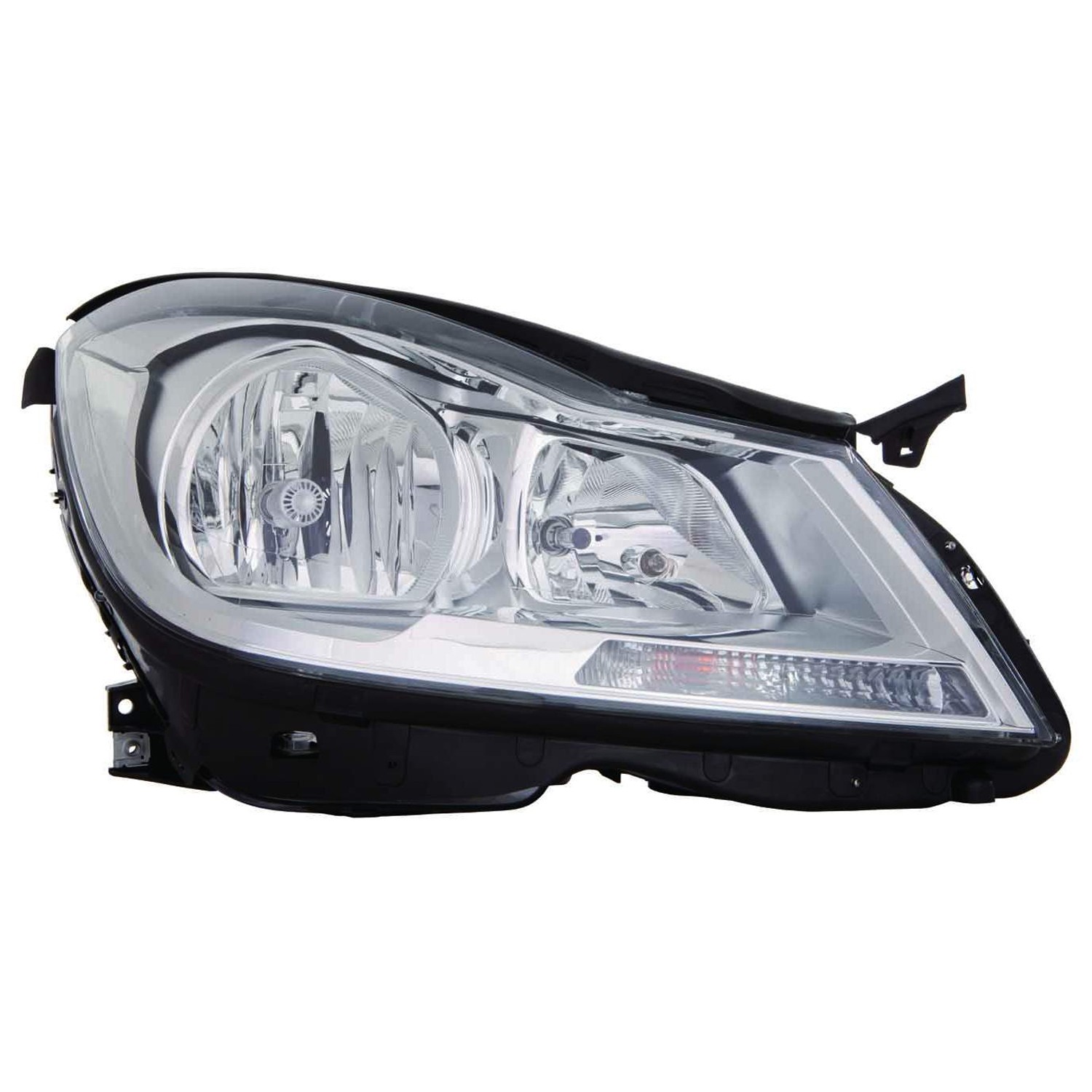 Headlight Assembly Composite Right W204 w/o Cornering Lamps Chrome CAPA for Mercedes-Benz C250 C350 C63 AMG