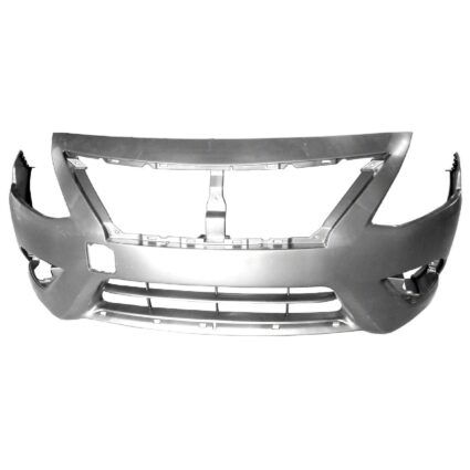 Bumper Cover Front w/Chrome Insert Primed CAPA for Nissan Versa Sedan 2015–2018
