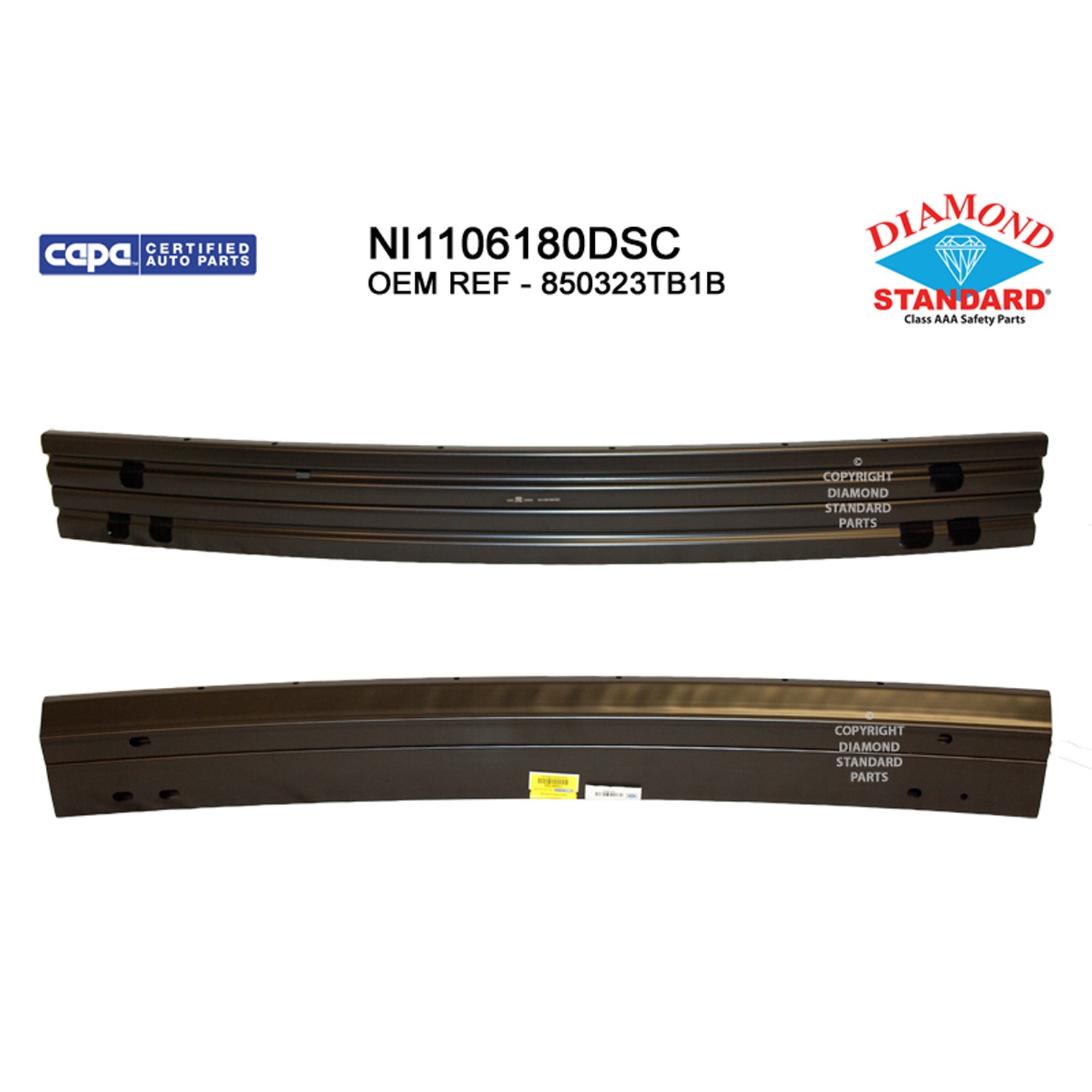 Bumper Cover Reinforcement Rear HSS CAPA for Nissan Altima Sedan 2016–2018