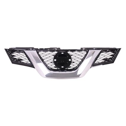 Grille Assembly w/o Premium Pkg w/o Camera Hole To 3-15 Black/Chrome CAPA for Nissan Rogue S SV 2014–2015