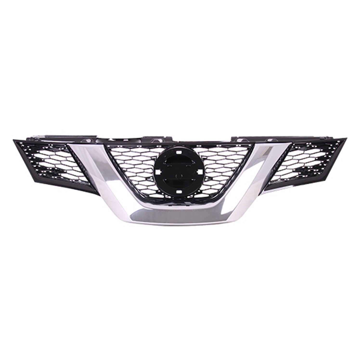 Grille Assembly w/o Premium Pkg w/o Camera Hole To 3-15 Black/Chrome CAPA for Nissan Rogue S SV 2014–2015
