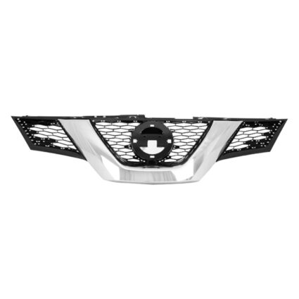 Grille Assembly w/Premium Pkg w/Camera Hole Black/Chrome CAPA for Nissan Rogue SL SV 2014–2016