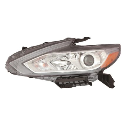 Headlight Assembly Composite Left Halogen w/o LED DRL Chrome Bezel for Nissan Altima Sedan 2016–2018