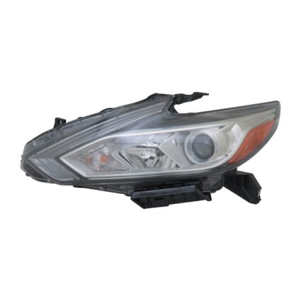 Headlight Assembly Composite Left Halogen w/o LED DRL Chrome Bezel for Nissan Altima Sedan 2016–2018