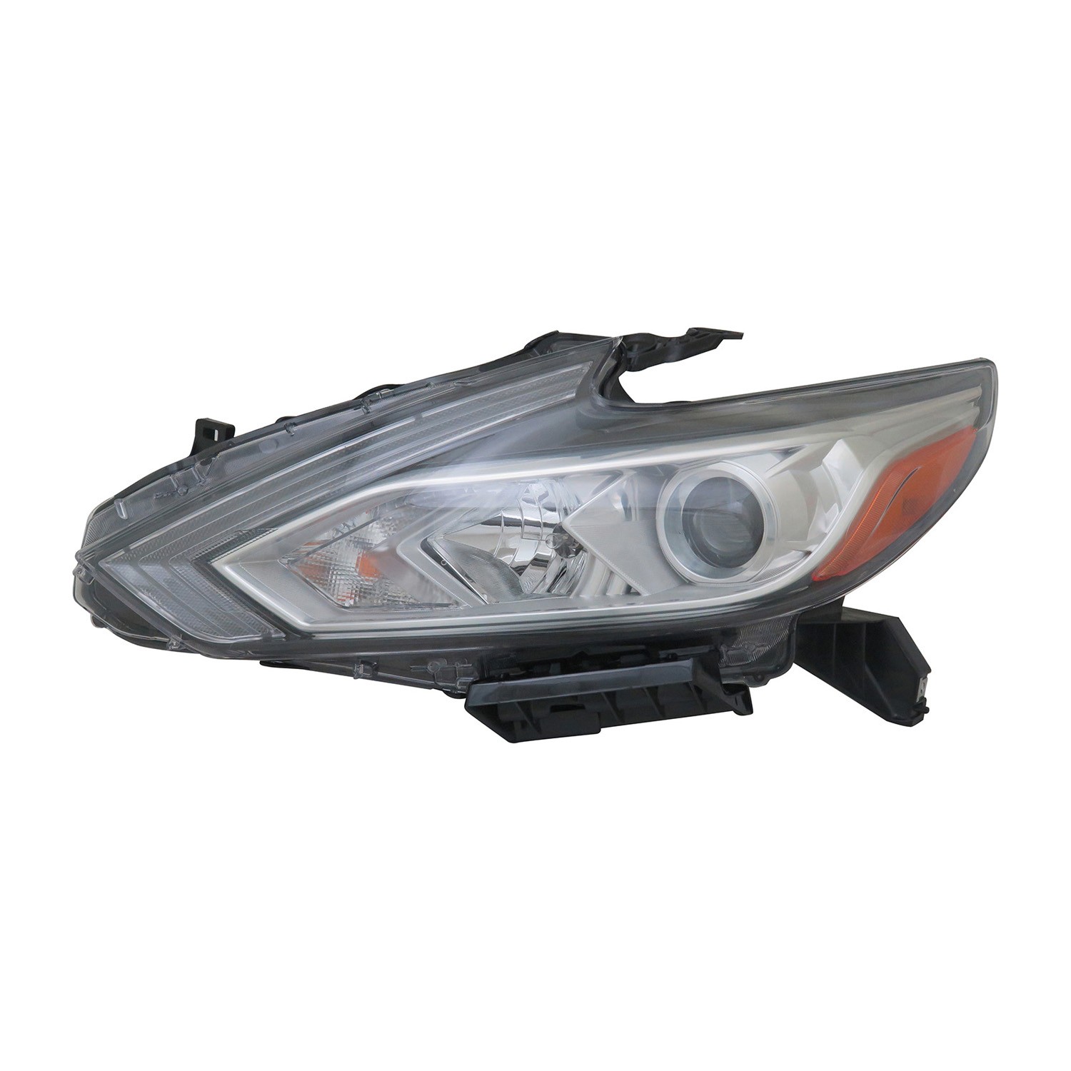 Headlight Assembly Composite Left Halogen w/o LED DRL Chrome Bezel for Nissan Altima Sedan 2016–2018