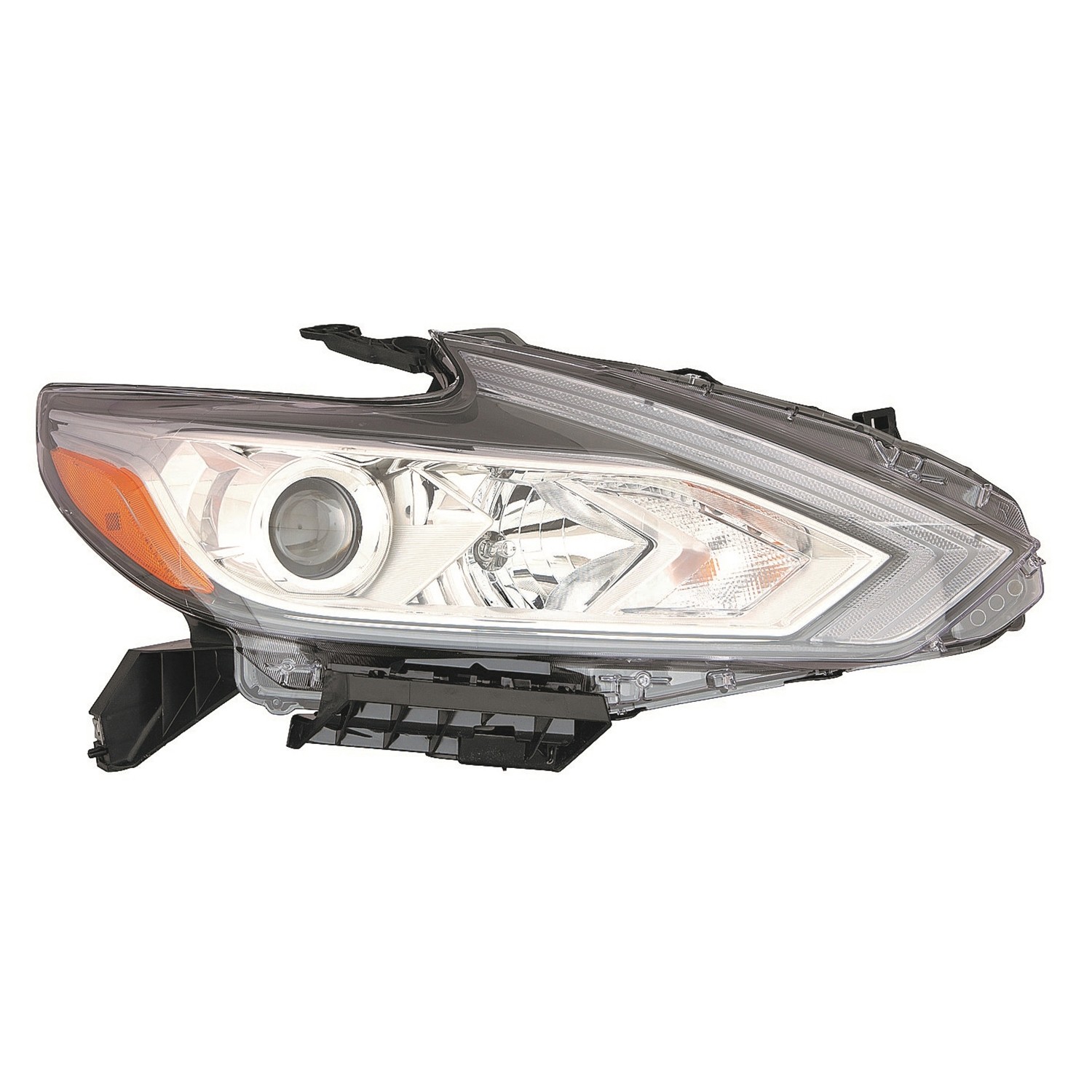 Headlight Assembly Composite Right Halogen w/o LED DRL Chrome Bezel for Nissan Altima Sedan 2016–2018