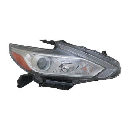 Headlight Assembly Composite Right Halogen w/o LED DRL Chrome Bezel CAPA for Nissan Altima Sedan 2016–2018