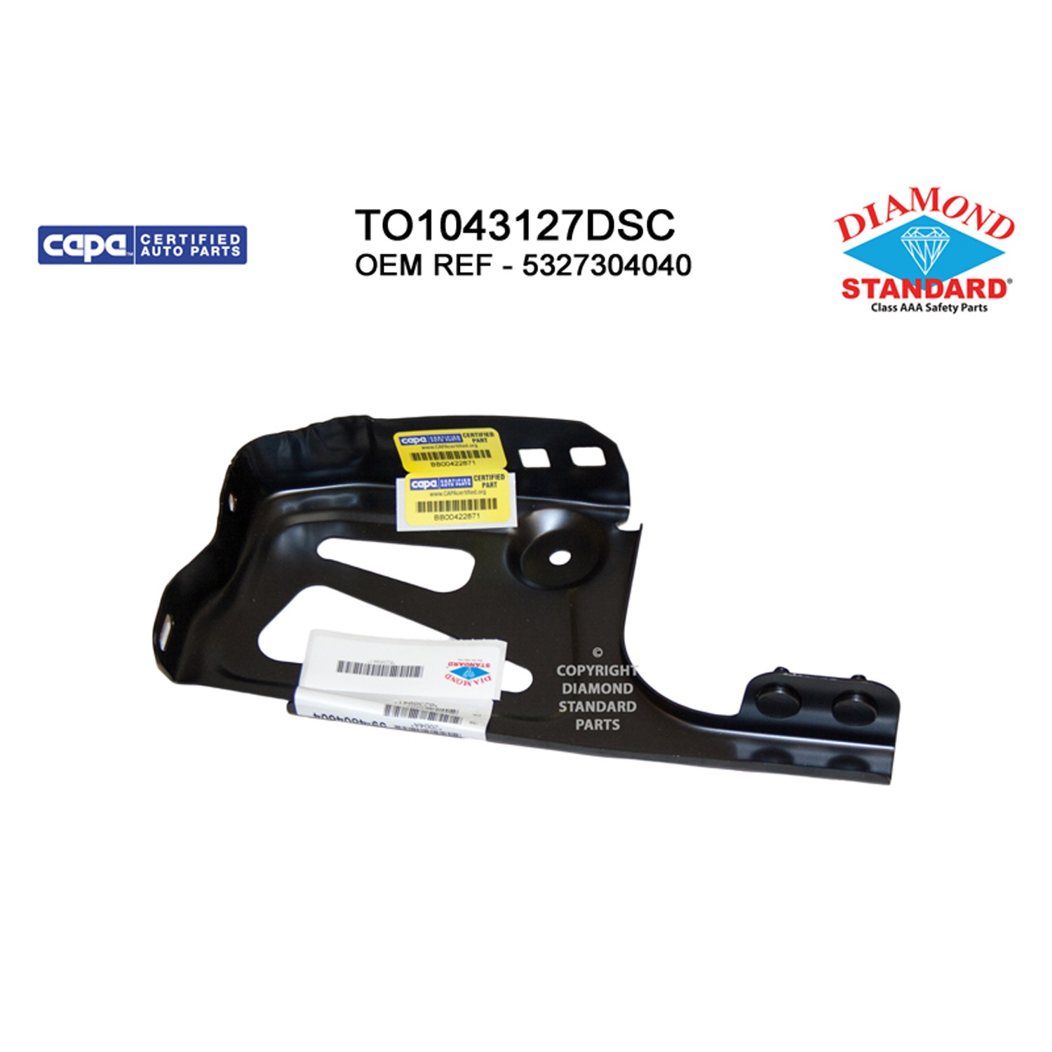 Bumper Cover Support Front Right Inner Upper Side CAPA for Toyota Tacoma 2016–2023