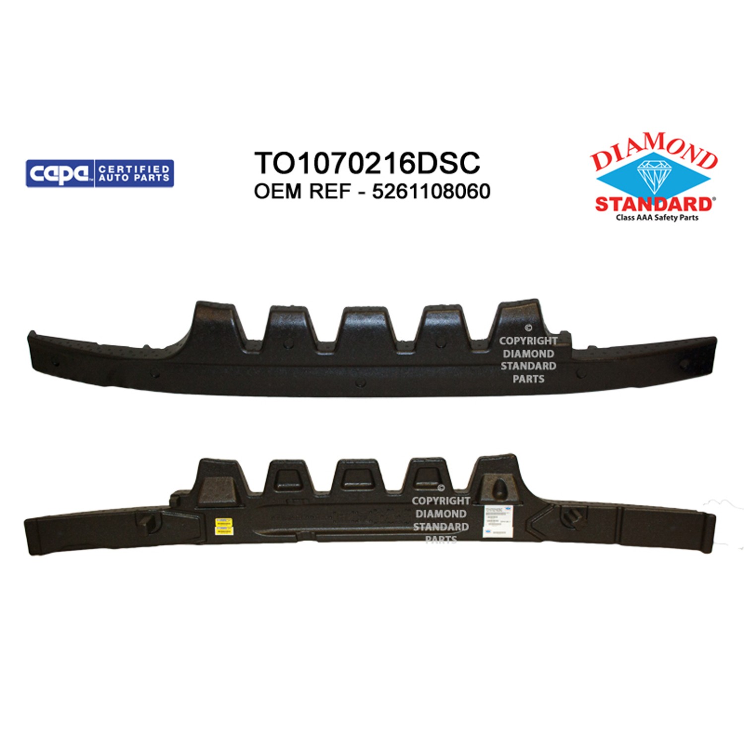 Bumper Impact Absorber Front CAPA for Toyota Sienna SE 2015–2017