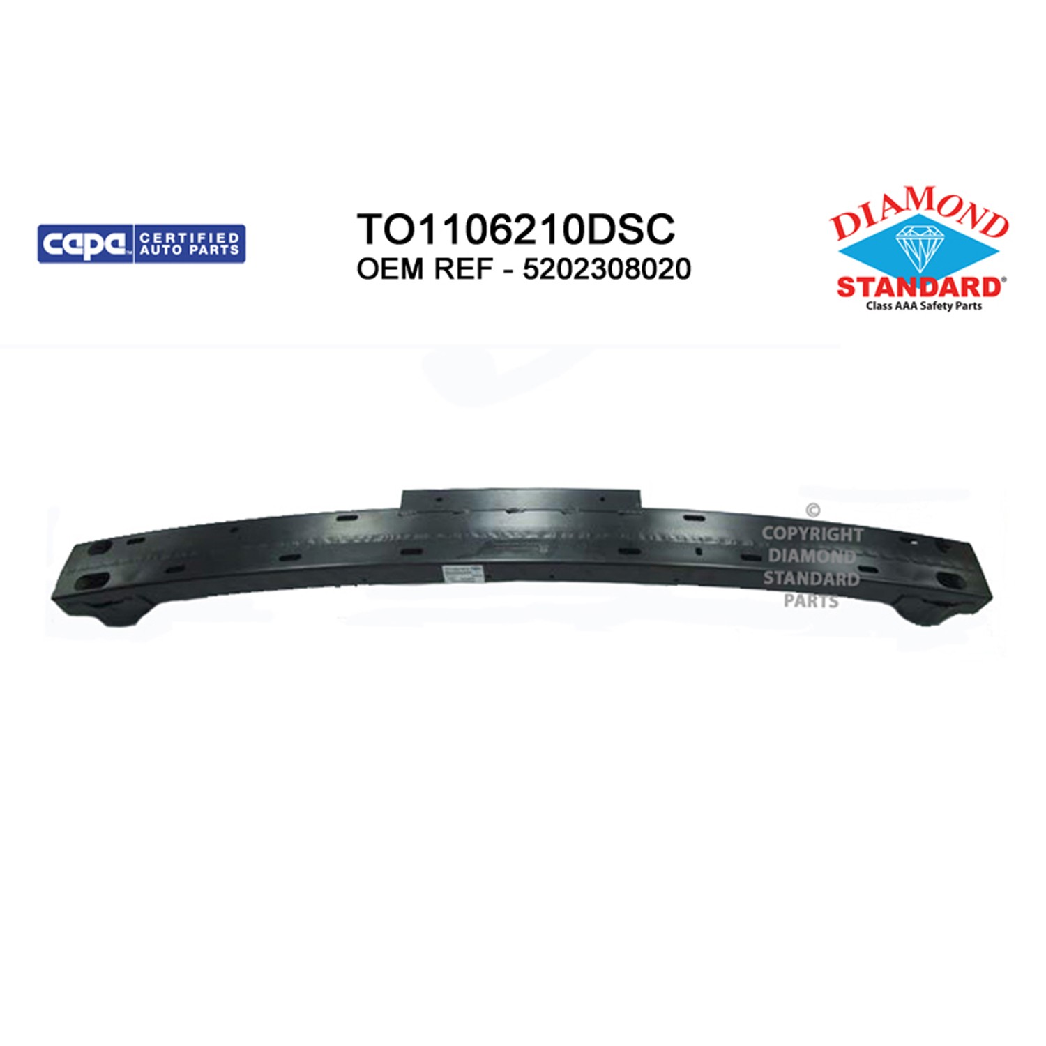 Bumper Cover Reinforcement Rear CAPA for Toyota Sienna 2011–2020