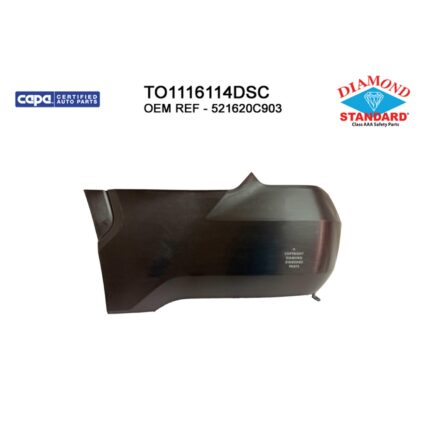 Bumper Cover Rear Left w/o Wheel Opening Mouldings w/o Parking Sensors Primed CAPA for Toyota Tundra 2022–2024