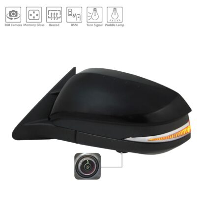 Door Mirror Assembly Left w/Around View Monitor w/Cover for Toyota Highlander 2017–2019