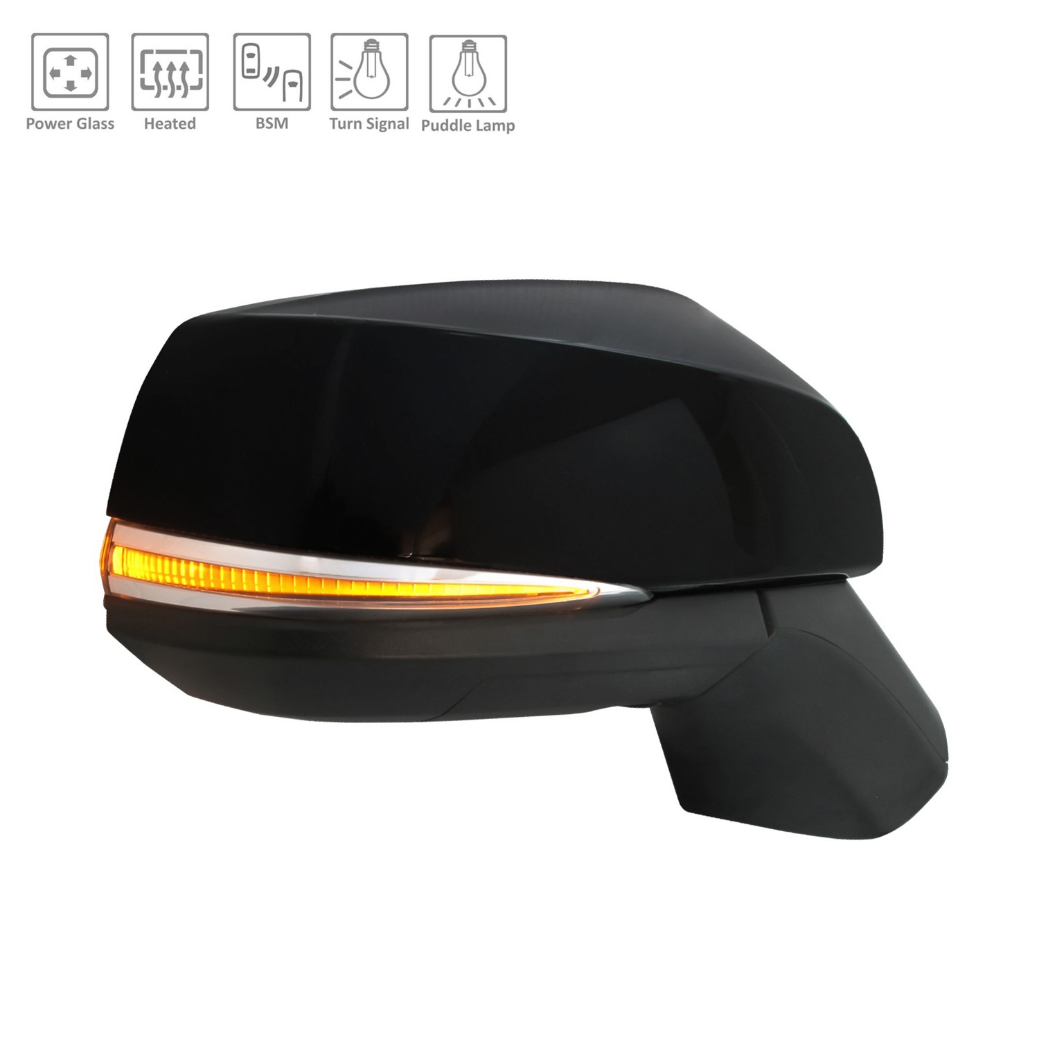 Door Mirror Assembly Right w/o Side View Camera w/Blind Spot Detection w/Puddle Lamp w/Cover for Toyota RAV4 2019–2021