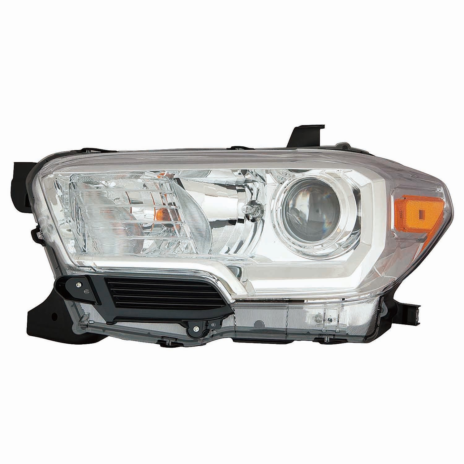 Headlight Assembly Composite Left Halogen w/o LED DRL w/o Fog Lamps Chrome Bezel CAPA for Toyota Tacoma 2016–2018