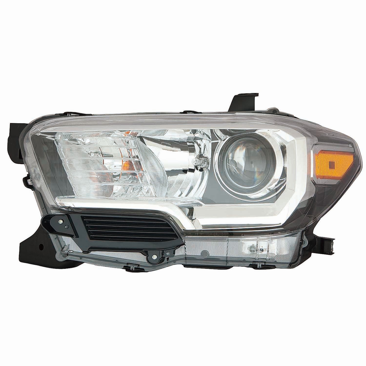 Headlight Assembly Composite Left Halogen w/o LED DRL w/o Fog Lamps Black Bezel for Toyota Tacoma 2016–2017