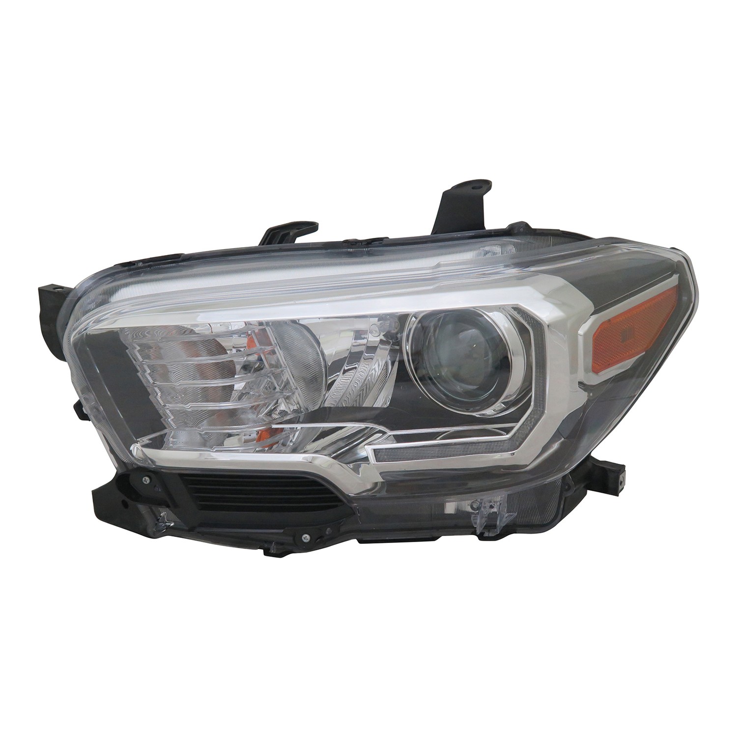 Headlight Assembly Composite Left Halogen w/LED DRL w/Fog Lamps Black Bezel for Toyota Tacoma 2016–2023