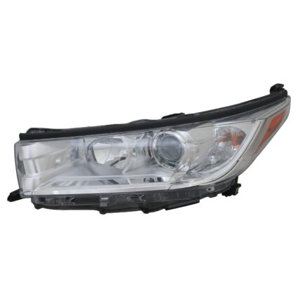 Headlight Assembly Composite Left w/o Smoked Chrome Accent w/o LED DRL Chrome Bezel CAPA for Toyota Highlander LE LE Plus XLE 2017–2019