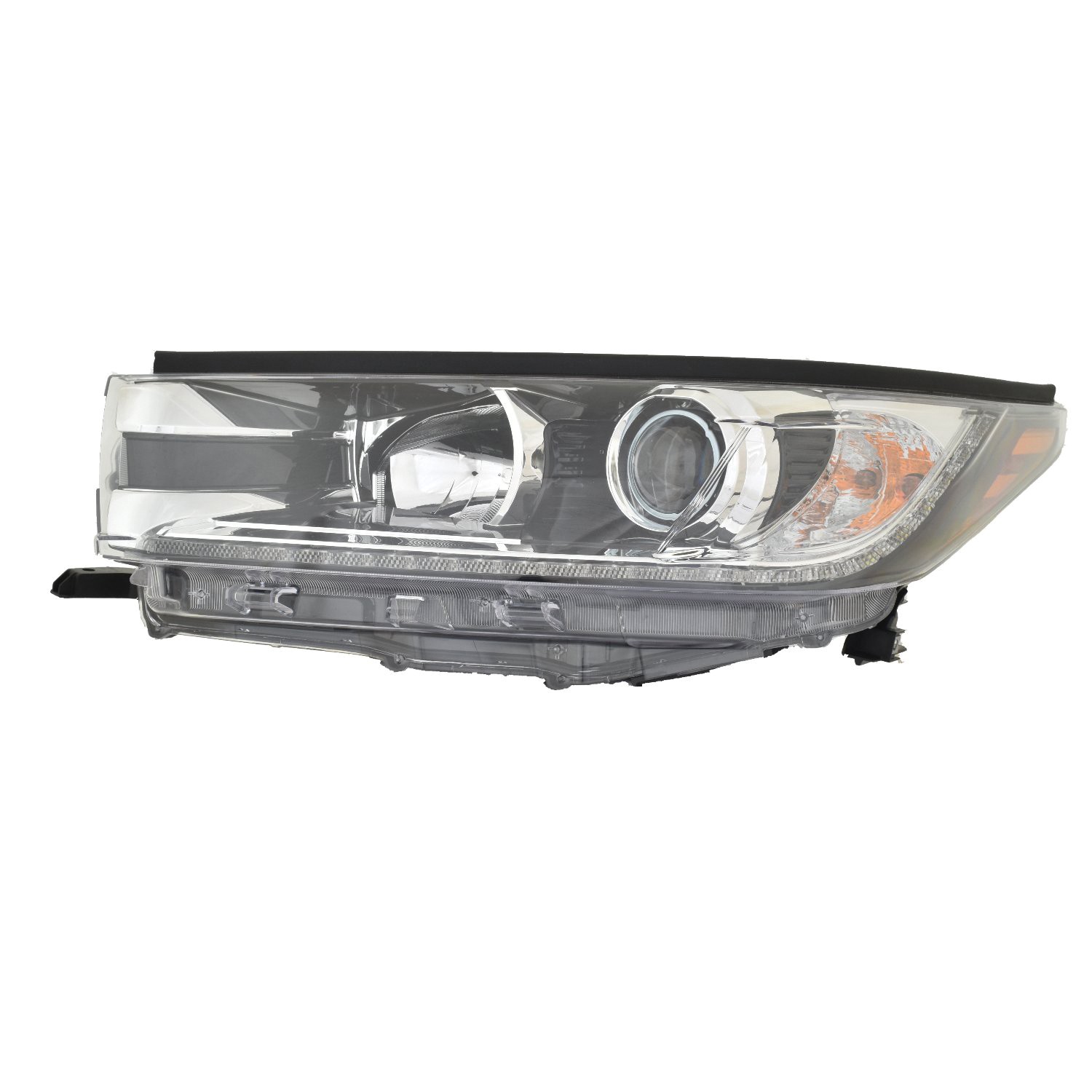 Headlight Assembly Composite Left w/Smoked Chrome Accent w/LED Daytime Running Lamps CAPA for Toyota Highlander 2019