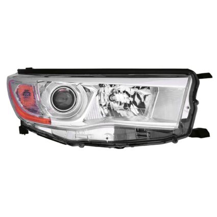 Headlight Assembly Composite Right w/o Auto High Beam w/o Smoked Chrome Accent for Toyota Highlander 2014–2016