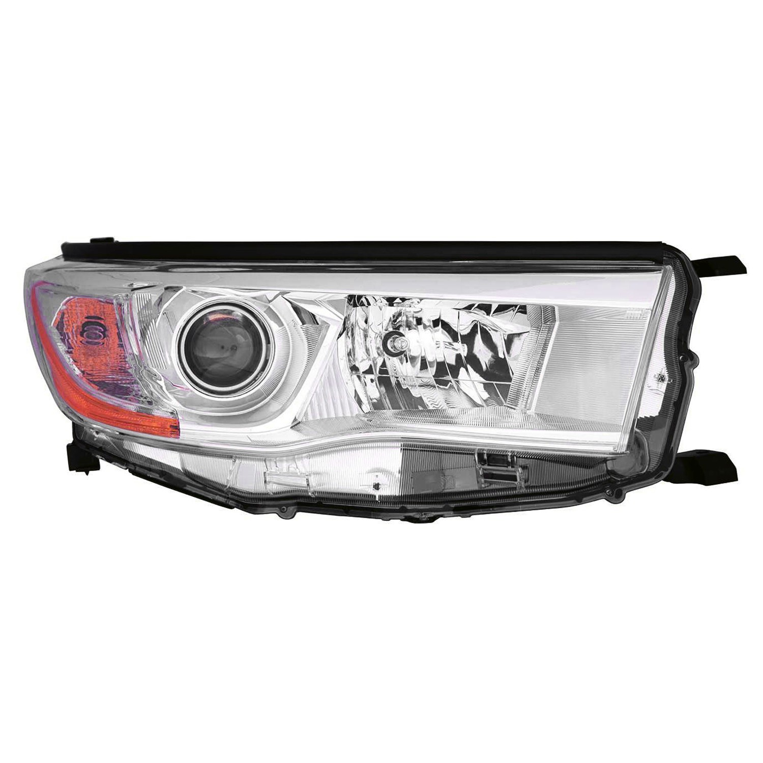 Headlight Assembly Composite Right w/o Auto High Beam w/o Smoked Chrome Accent for Toyota Highlander 2014–2016