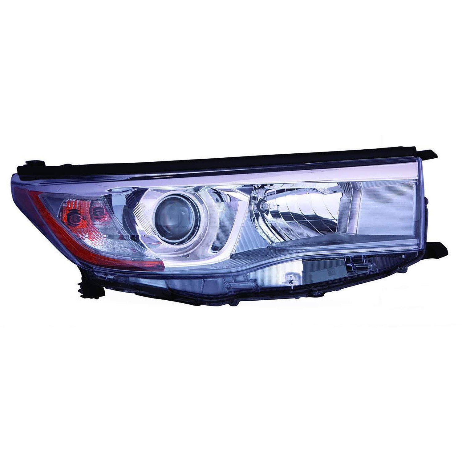 Headlight Assembly Composite Right w/Smoked Chrome Accent CAPA for Toyota Highlander Hybrid Limited Hybrid LE Hybrid XLE 2014–2016
