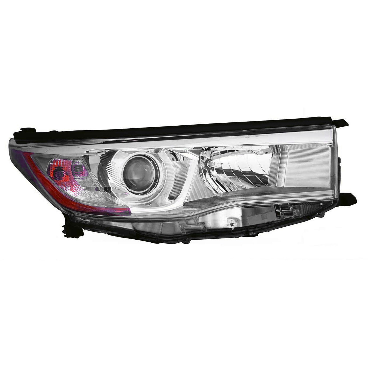 Headlight Assembly Composite Right w/Smoked Chrome Accent for Toyota Highlander Hybrid Limited Hybrid LE Hybrid XLE 2014–2016