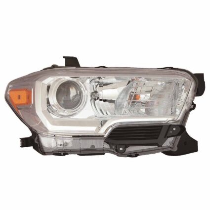 Headlight Assembly Composite Right Halogen w/o LED DRL w/o Fog Lamps Chrome Bezel CAPA for Toyota Tacoma 2016–2018
