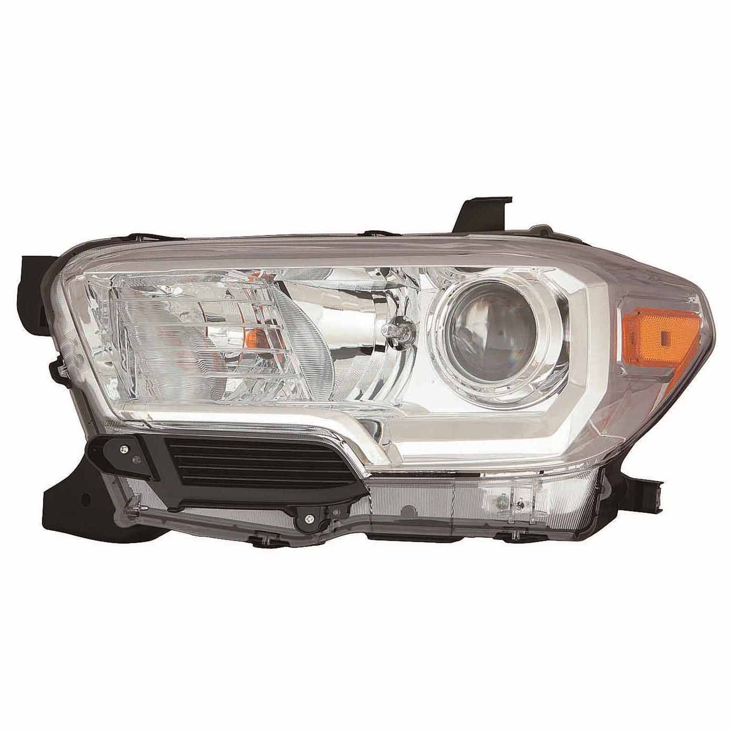Headlight Assembly Composite Right Halogen w/o LED DRL w/o Fog Lamps Chrome Bezel for Toyota Tacoma 2016–2018
