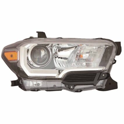 Headlight Assembly Composite Right Halogen w/o LED DRL w/o Fog Lamps Black Bezel CAPA for Toyota Tacoma 2016–2017