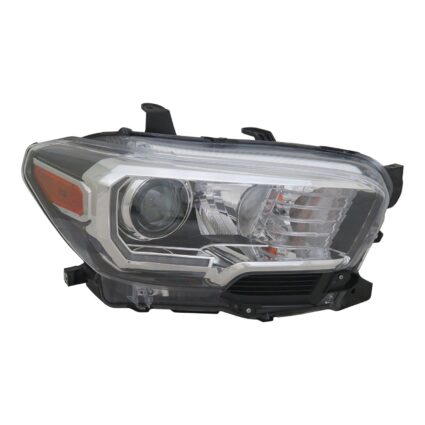 Headlight Assembly Composite Right Halogen w/LED DRL w/Fog Lamps Black Bezel for Toyota Tacoma 2016–2023