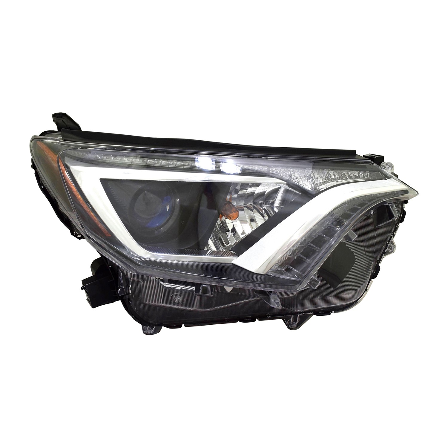 Headlight Assembly Composite Right Halogen w/o Black Bezel North America Built for Toyota RAV4 2016–2018