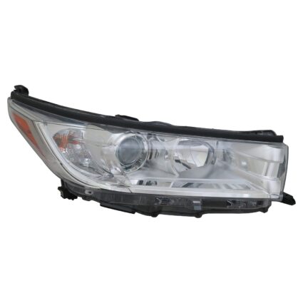 Headlight Assembly Composite Right w/o Smoked Chrome Accent w/o LED DRL Chrome Bezel for Toyota Highlander LE LE Plus XLE 2017–2019
