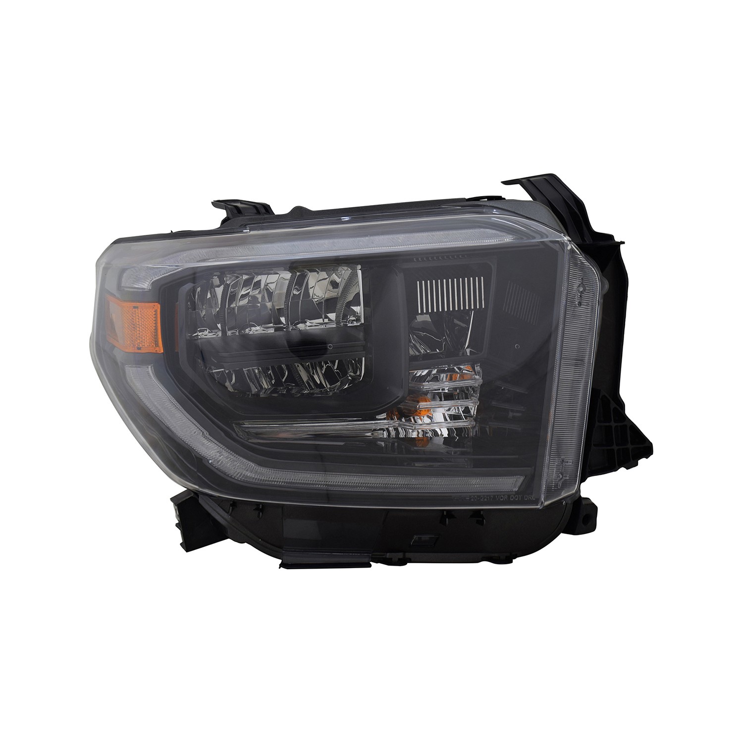 Headlight Assembly Composite Right w/LED DRL w/Smoked Chrome Accent CAPA for Toyota Tundra 2019–2021
