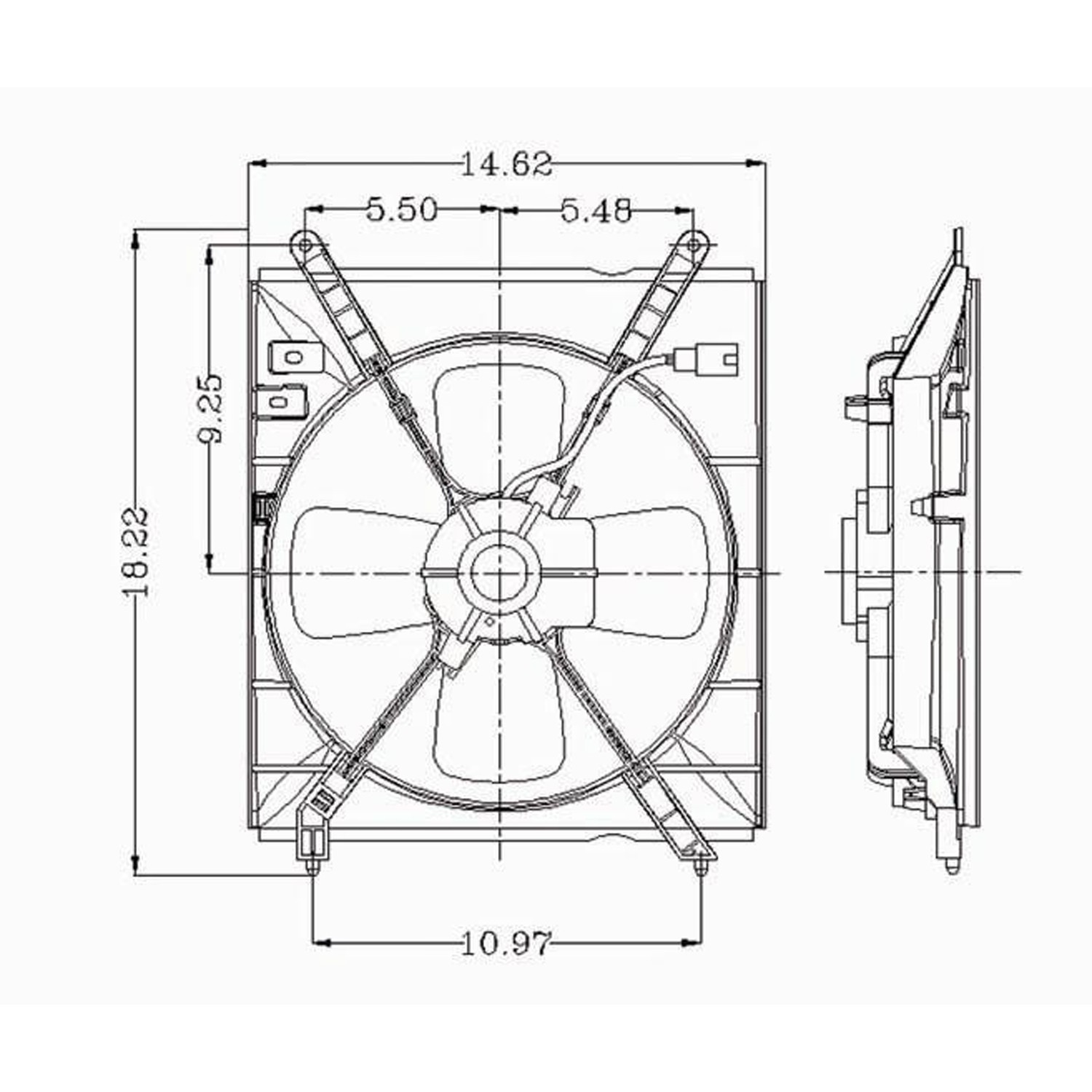 A/C Condenser Fan Assembly Includes Motor/Blade/Shroud for Toyota Camry 1997–1999
