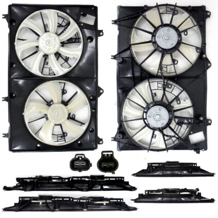 Engine Cooling Fan Assembly w/Towing Pkg Motor/Blade/Shroud Dual Fan Assembly USA Built for Toyota Highlander Limited Base SE Sport Sport Premium Base Premium Plus 2010–2013