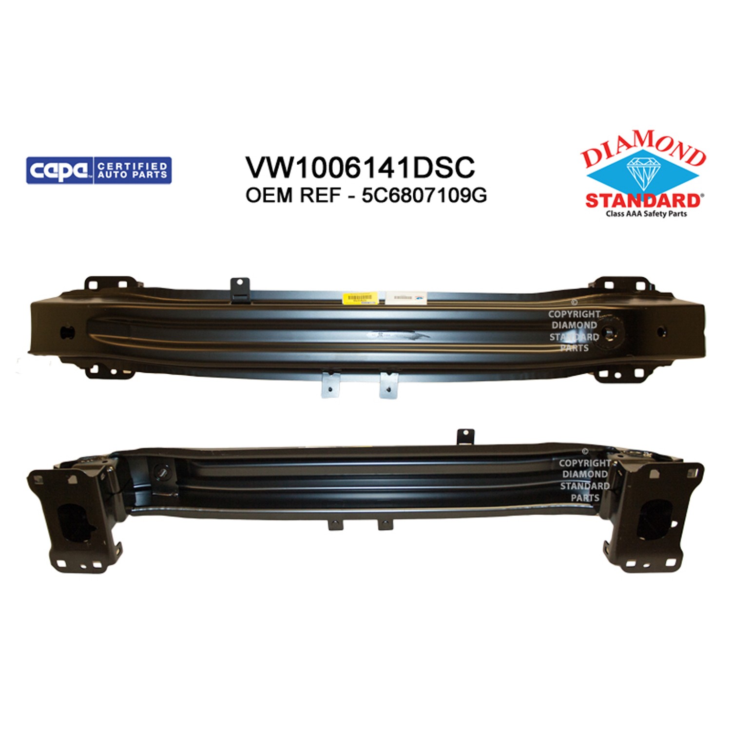 Bumper Cover Reinforcement Front w/Collision Warning w/o City Emergency Braking CAPA for Volkswagen Jetta Sedan S Sport Base Trendline Highline Comfortline TDI SE TDI SEL Highline TDI Comfortline TDI Trendline TDI TDI S Hybrid SEL Premium SE SEL TDI SEL Premium Live Hybrid Sportline Wolfsburg Edition SE Sport 2015–2018