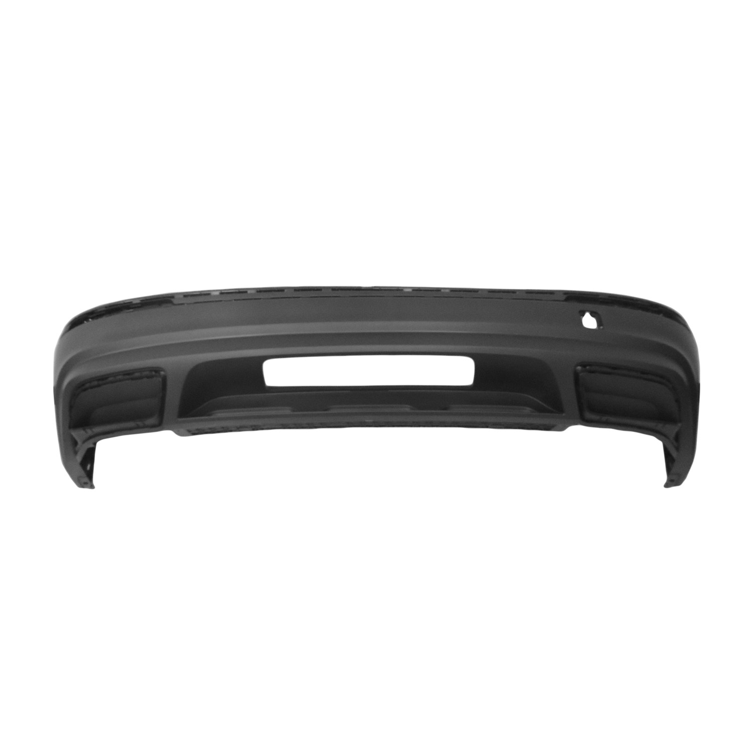 Bumper Cover Rear Lower w/o R-Line w/o Sensor Holes w/Chrome Moldings w/Hitch Hole w/Park Assist Satin Black for Volkswagen Tiguan 2018–2020