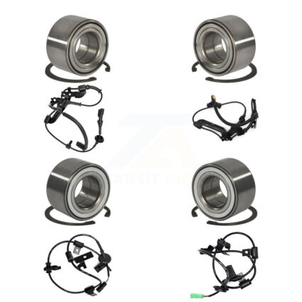 Front Rear Wheel Bearing And ABS Sensor Kit (8Pc) For Ford Escape Mercury Mariner K7S-102793