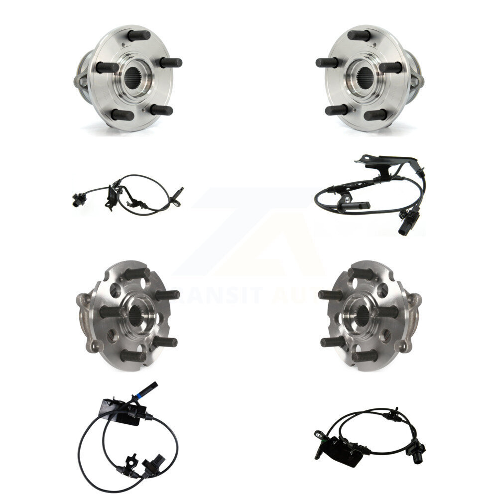 Front Rear Wheel Hub Bearing & Sensor Kit (8Pc) For Honda Pilot AWD with 3.5L 4-Wheel ABS K7S-102844