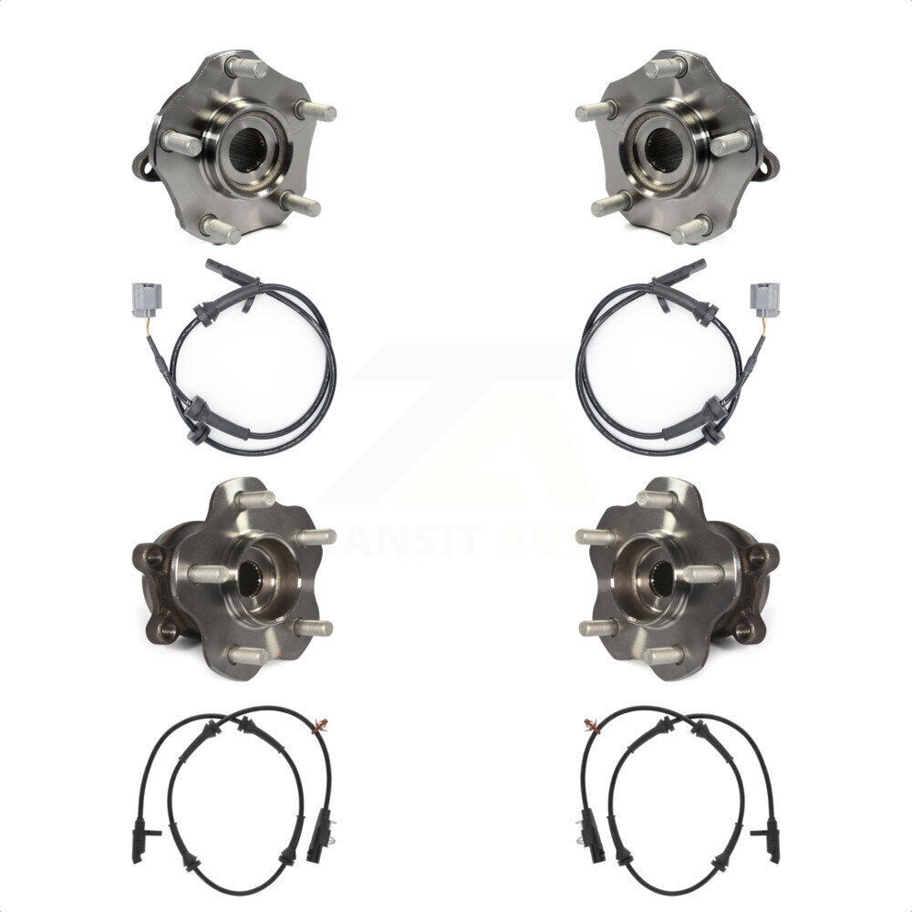 Front Rear Wheel Hub Bearing & ABS Sensor Kit For Nissan Rogue AWD with 2.5L 4-Wheel K7S-102916