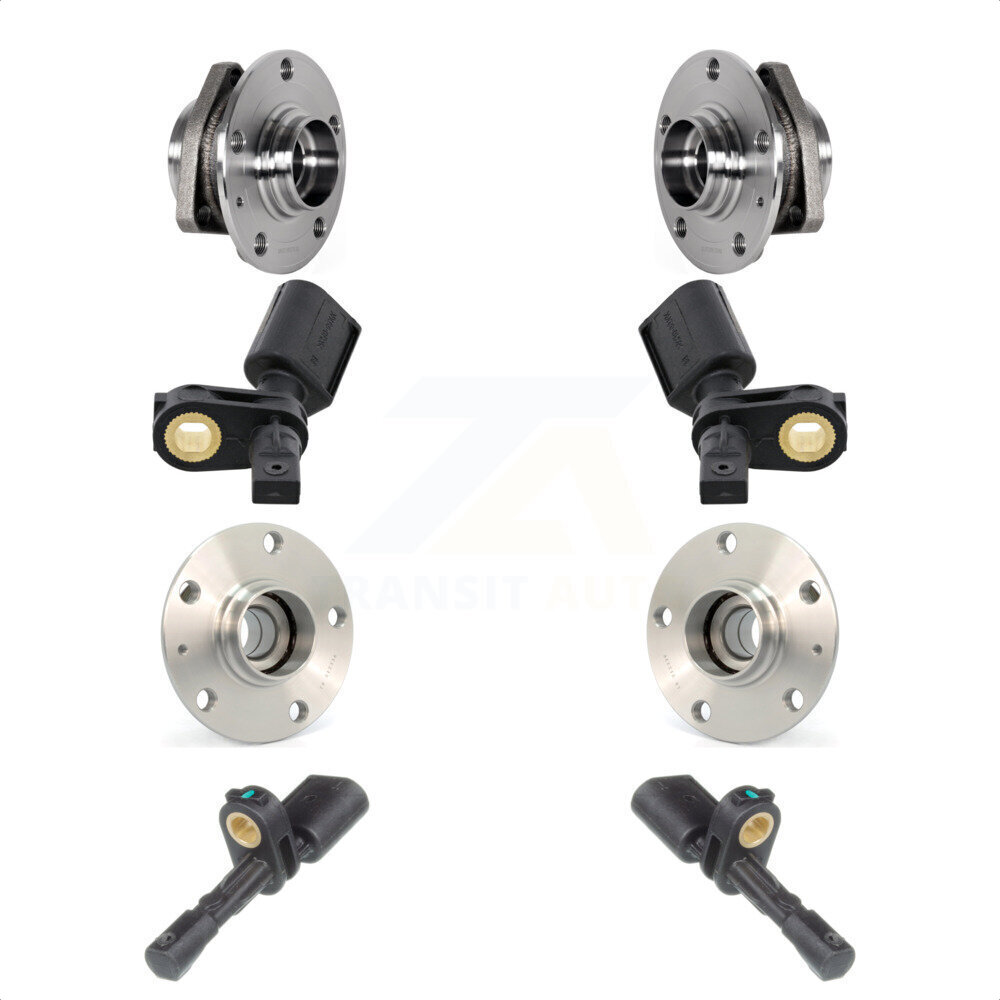 Front Rear Wheel Hub Bearing & Sensor Kit For 15-16 Audi A3 With 80mm Pilot Diameter K7S-102921