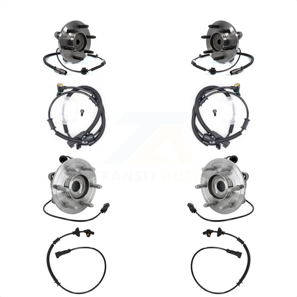 Front Rear Wheel Hub Bearing & Extra ABS Sensor Kit For Ford Expedition Lincoln Navigator K7S-103447