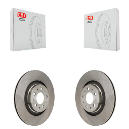 Rear Disc Brake Rotors Pair For 2020-2025 Tesla Y With Gray Painted Calipers K8-102655